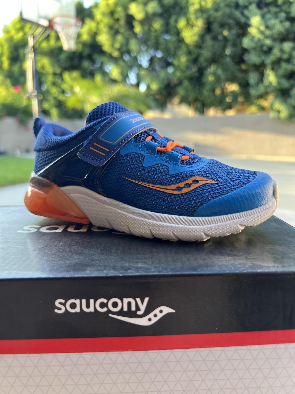 Saucony S-Flash Glow A/C Shoes Boys Size 11 W Blue Orange Light Up LED Sneakers